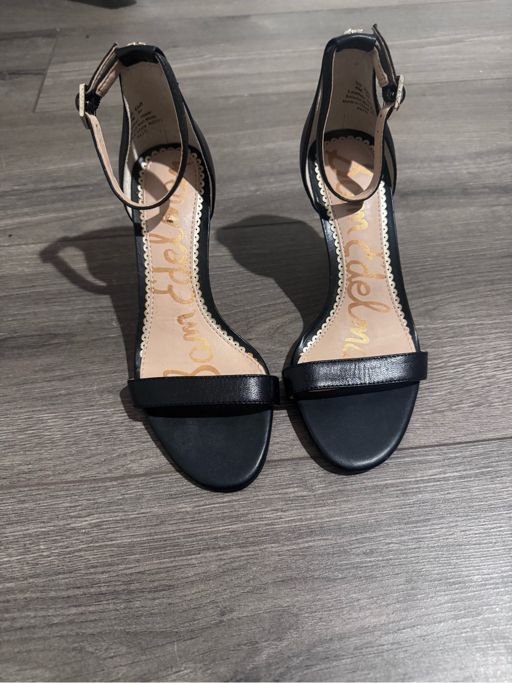 Sam Edelman Black Open-Toe Ankle-Strap Heels